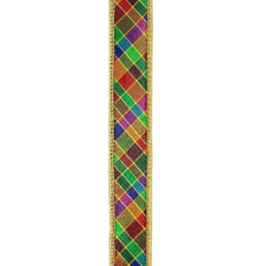 1" Plaid Metallic Jewel Tone Ribbon: Multi (5 Yards)