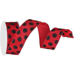 1.5" Big Polka Dot Ribbon: Red & Black (10 Yards)