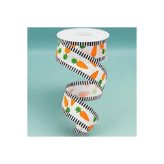 1.5" Carrots Thin Stripe Ribbon: White (10 Yards)