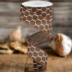 1.5" Chicken Wire Ribbon: Chocolate (10 Yards)