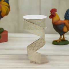 1.5" Chicken Wire Ribbon: Light Beige (10 Yards)