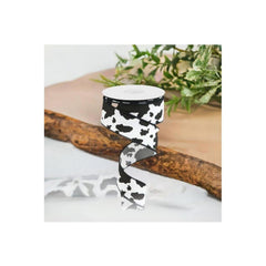 1.5" Cowhide Print Ribbon: Black & White (10 Yards)