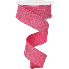 1.5" Fine Glitter On Faux Royal: Fuchsia (10 Yards)