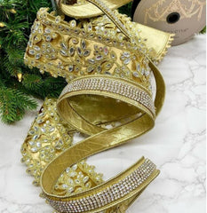 1" Metallic Dupion Duchess Jewel Ribbon: Gold (5 Yards)