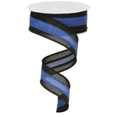 1.5" Police Support Ribbon: Black & Blue (10 Yards)
