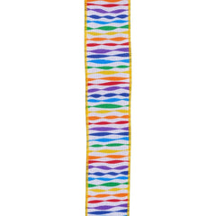 1.5" Rainbow Twisted Stripe Ribbon: White (10 Yards)