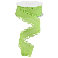 1.5" Scalloped Edge Ribbon: Bright Green (10 Yard)
