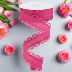 1.5" Scalloped Edge Ribbon: Fuchsia (10 Yard)
