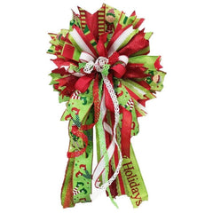 1.5" Scalloped Edge Ribbon: Red/Lime Green (10 Yards)