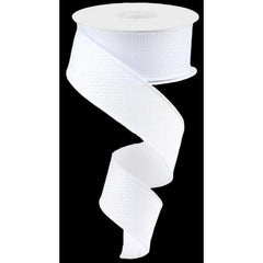 1.5" Royal Faux Burlap Ribbon: White (10 Yards)