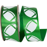 1 3/8 in Homecoming Football Ribbon: Emerald/White (25 Yards)