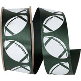 1 3/8 in Homecoming Football Ribbon: Hunter/White (25 Yards)