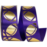 1 3/8 in Homecoming Football Ribbon: Purple/Gold (25 Yards)