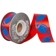 1 3/8 in Homecoming Football Ribbon: Red/Royal (25 Yards)