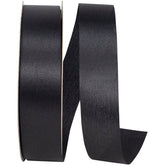 1 3/8in Aqua Satin Non-Wired Ribbon: Black (100 Yards)