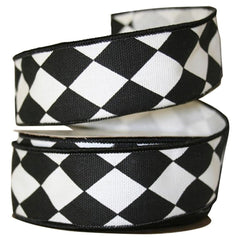 1 3/8in Diamond Classic Ribbon: Black/White (10 Yards)