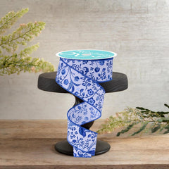 1.5" Asian Chinoiserie Ribbon: Blue (10 Yards)