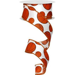 1.5" Basketball Ribbon: Orange & Black (10 Yards)