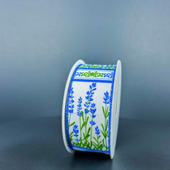 1.5" Bluebonnets Satin Ribbon: White (10 Yards)