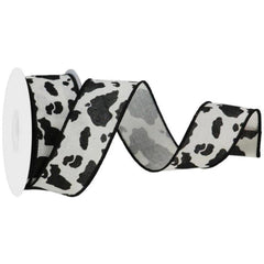 1.5" Cowhide Print Ribbon: Black & Cream (10 Yards)