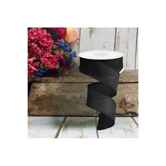 1.5" Cross Royal Burlap Ribbon: Black (10 Yards)