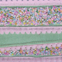 1.5" Frosty Mint Sequin Pink Ribbon (10 Yards)