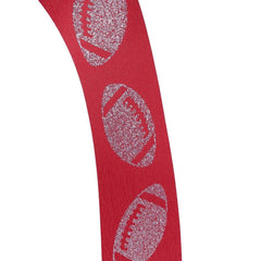 1.5" Glitter Football Ribbon: Red/Silver (100 Feet)