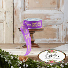 1.5" Glitter Homecoming Ribbon: Purple/Gold (100 Feet)