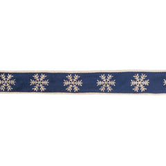 1.5" Gold Snowflake Ribbon: Blue (5 Yards)
