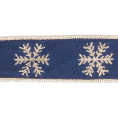 1.5" Gold Snowflake Ribbon: Blue (5 Yards)