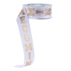 1.5" Homecoming Ribbon: White/Gold (100 Feet)