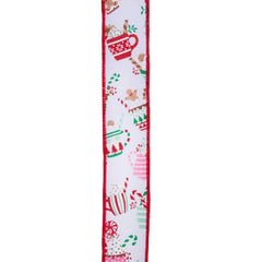 1.5" Hot Cocoa Mugs Ribbon: White (10 Yards)