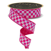1.5 in Mini Antique Checker Ribbon: Hot Pink (10 Yards)
