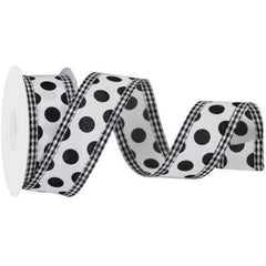 1.5" Medium Polka Dots Gingham Edge: White & Black (10 Yards)