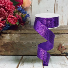 1.5" Metallic Lame Ribbon: Purple (10 Yards)