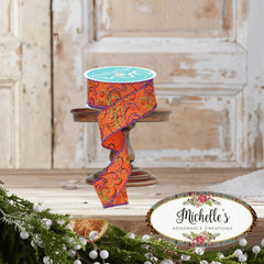 1.5" Multi Swirls Glitter Ribbon: Orange/Black/Purple (10 Yard)