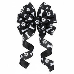 1.5" Paw Print Royal Ribbon: Black (10 Yards)