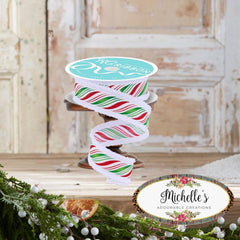 1.5" Peppermint Twist Drift Ribbon: Red/Green (10 Yards)