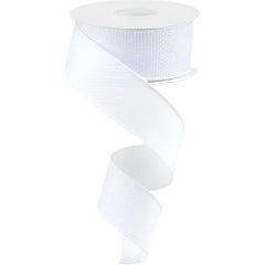 1.5" Royal Faux Burlap Ribbon: White (10 Yards)