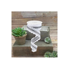 1.5" Scalloped Edge Gingham Ribbon: White (10 Yard)