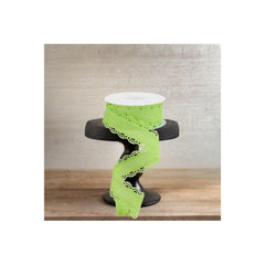 1.5" Scalloped Edge Ribbon: Bright Green (10 Yard)