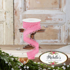 1.5" Scalloped Edge Ribbon: Pink (10 Yard)