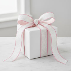 1.5" Sugar Plum Glitter Ribbon: Whispy White (10 Yards)