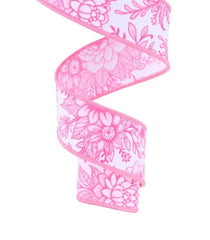 1.5in Chinoiserie Floral Ribbon: Pink (10 Yards)