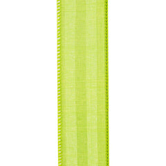 1.5in Continuous Striped Linen Ribbon: Green/White (10 Yards)