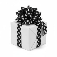1.5" Big Polka Dot Ribbon: Black & White (10 Yards)