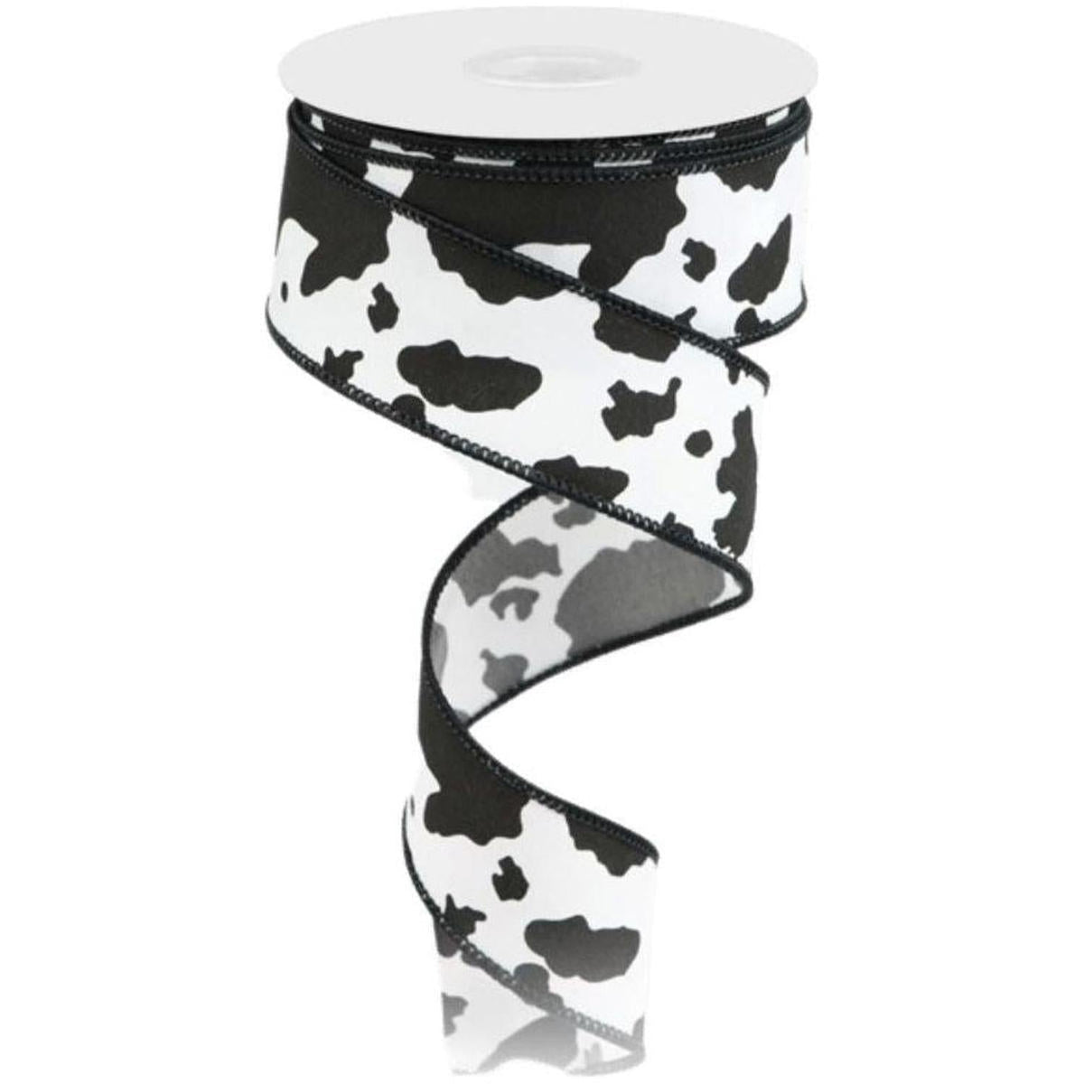 1.5" Cowhide Print Ribbon: Black & White (10 Yards)