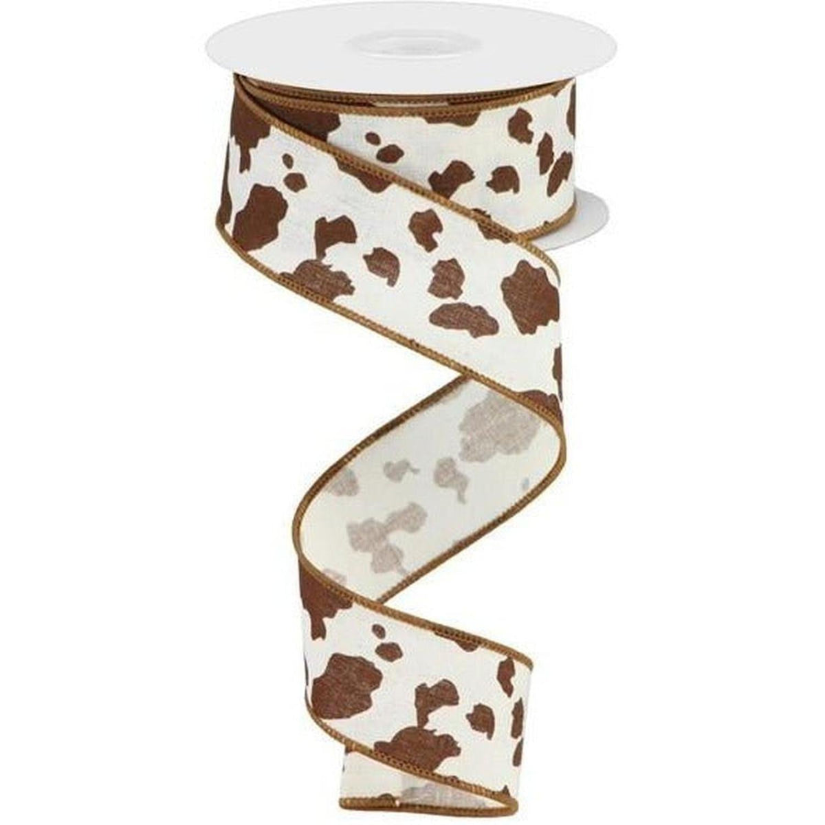 1.5" Cowhide Print Ribbon: Brown & White (10 Yards)