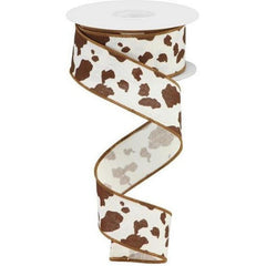 1.5" Cowhide Print Ribbon: Brown & White (10 Yards)