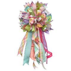 1.5" Diagonal Plaid Fused Ribbon: Light Pink/Yellow (10 Yards)